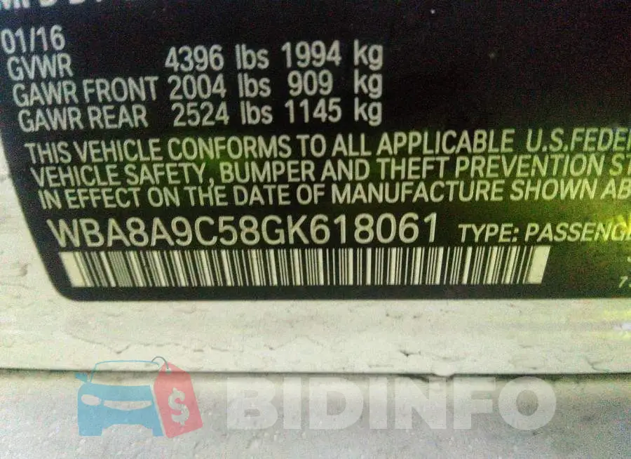 WBA8A9C58GK618061 Photo# 9