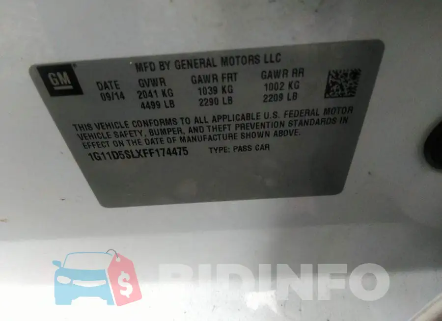 1G11D5SLXFF174475 Photo# 9