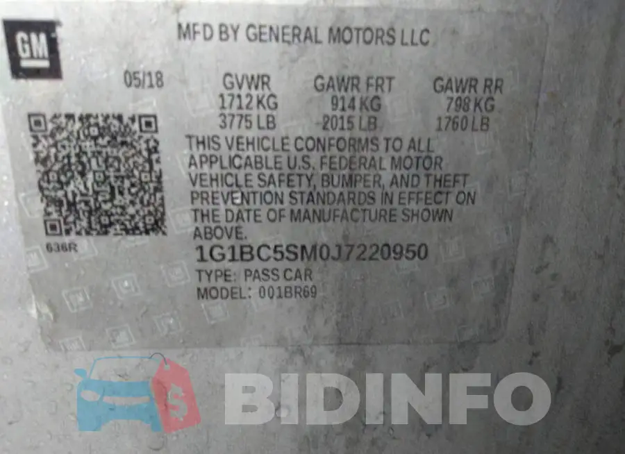 1G1BC5SM0J7220950 Photo# 9