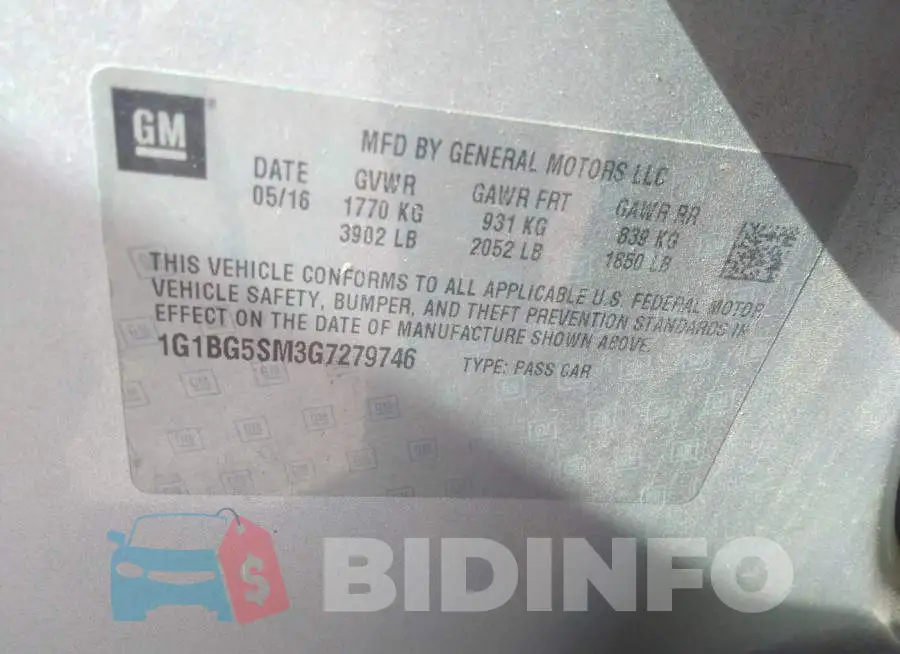 1G1BG5SM3G7279746 Photo# 9