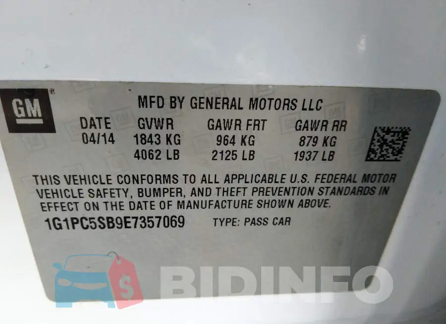1G1PC5SB9E7357069 Photo# 9