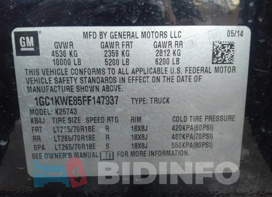 1GC1KWE85FF147937 Photo# 9