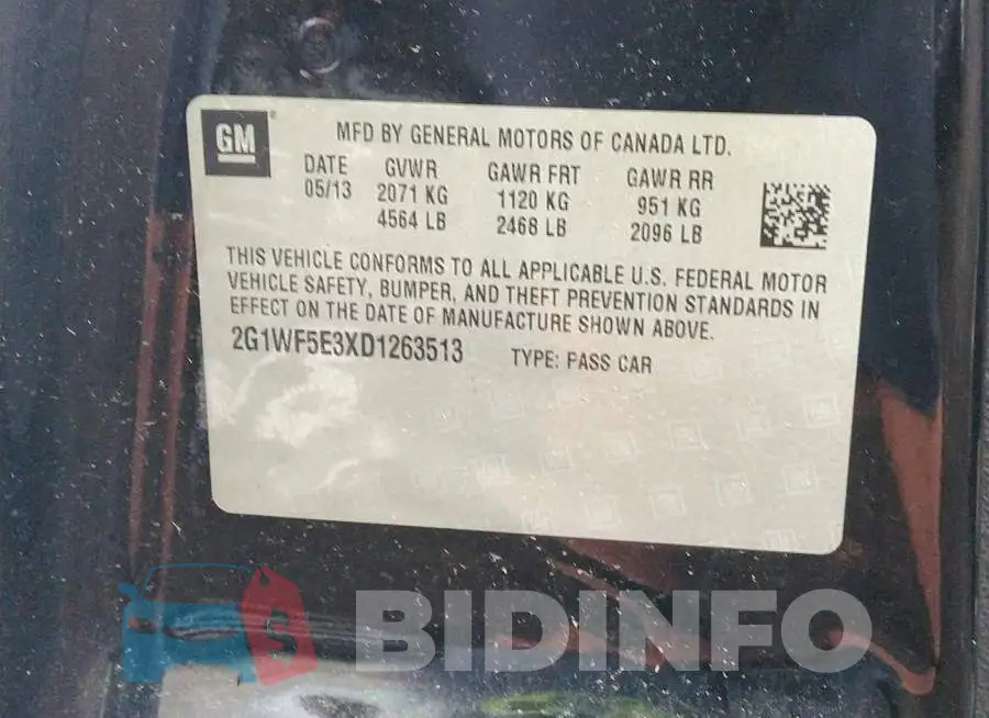 2G1WF5E3XD1263513 Photo# 9