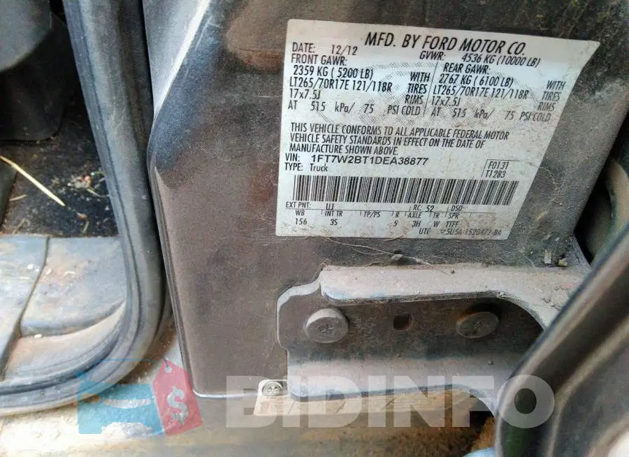 1FT7W2BT1DEA38877 Photo# 9