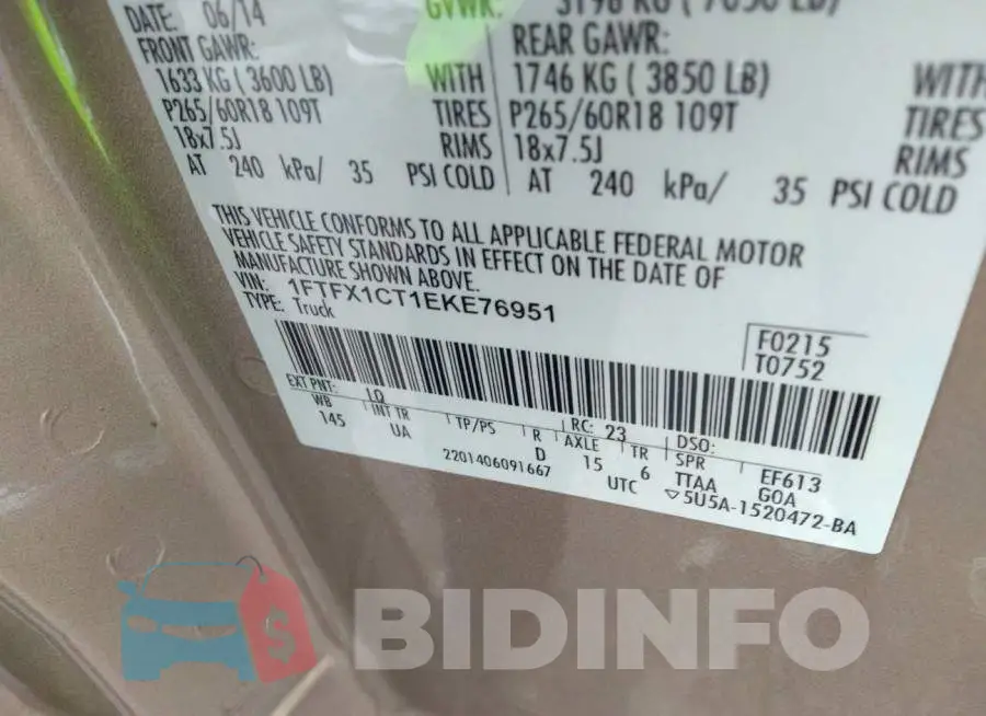 1FTFX1CT1EKE76951 Photo# 9