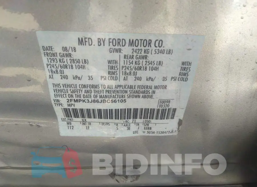 2FMPK3J86JBC56105 Photo# 9