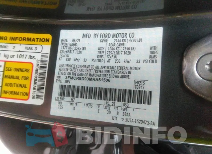 3FMCR9D93MRA61506 Photo# 9