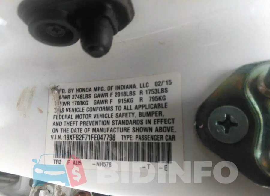 19XFB2F71FE047798 Photo# 11