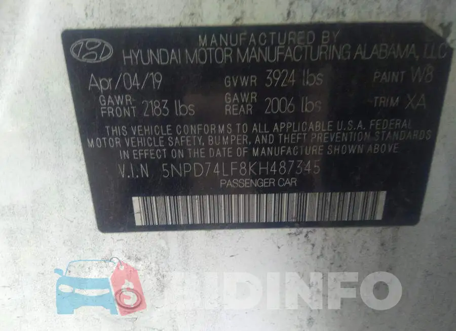 5NPD74LF8KH487345 Photo# 9