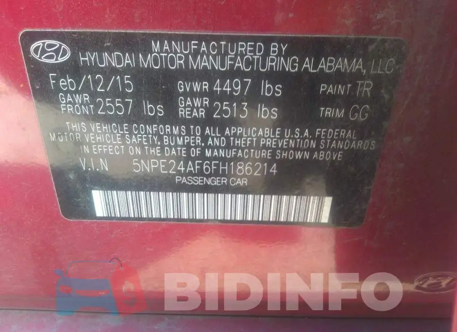 5NPE24AF6FH186214 Photo# 9