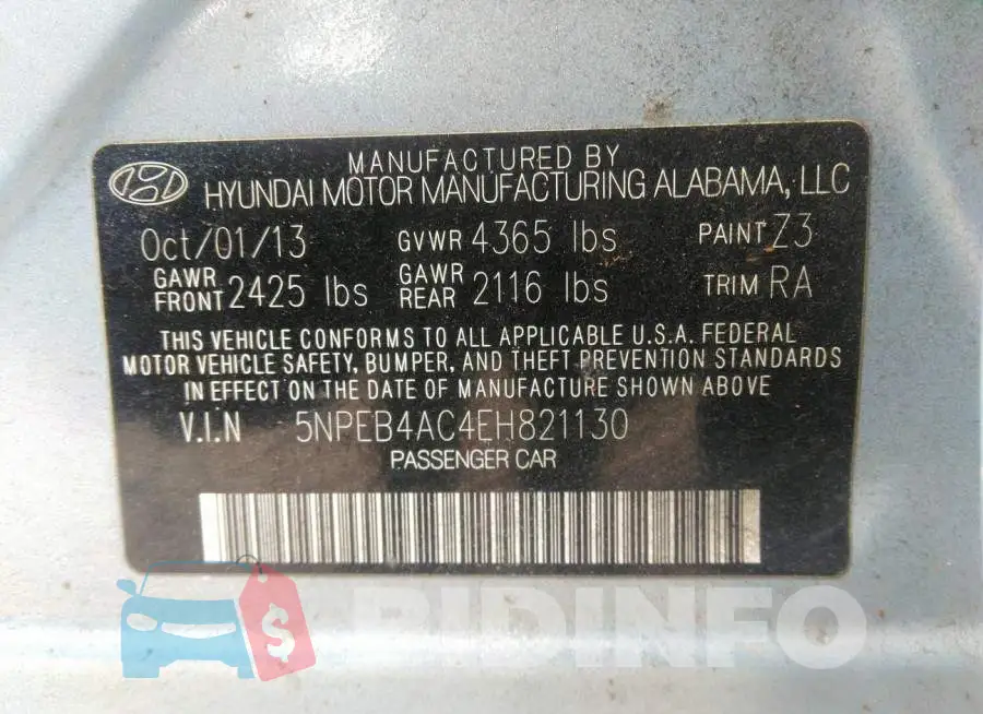 5NPEB4AC4EH821130 Photo# 9