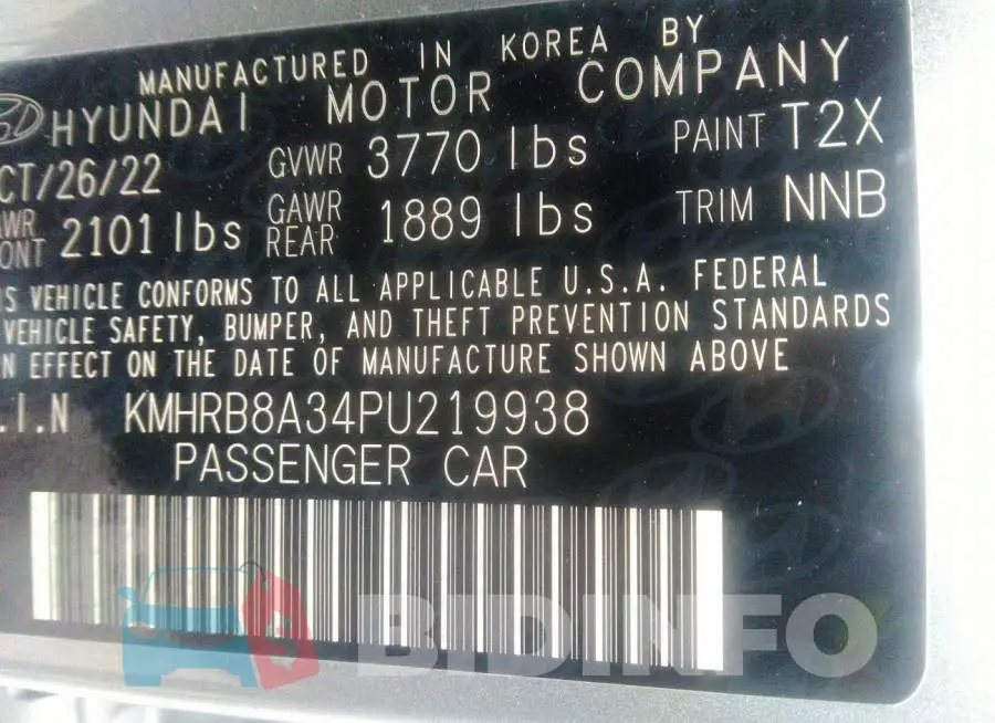 KMHRB8A34PU219938 Photo# 9