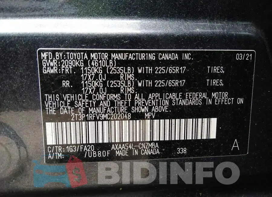 2T3P1RFV9MC202048 Photo# 9