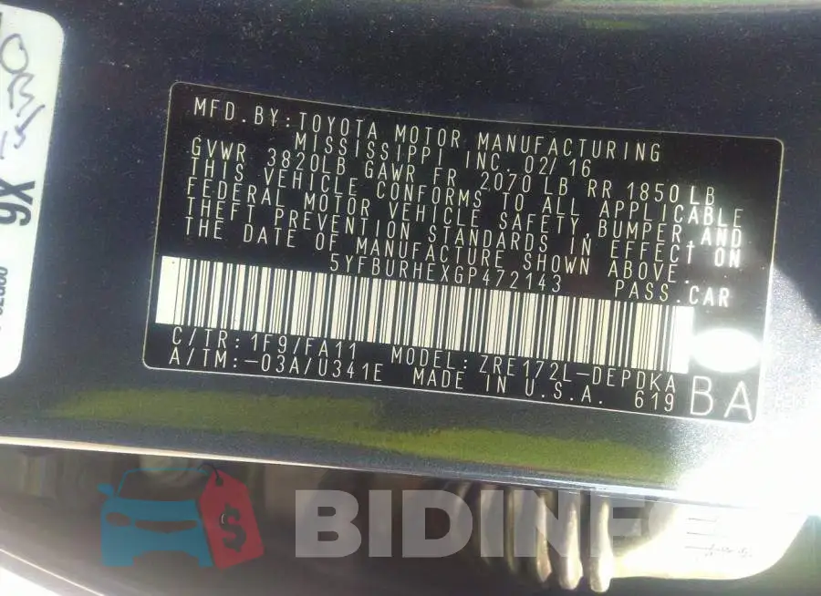 5YFBURHEXGP472143 Photo# 9