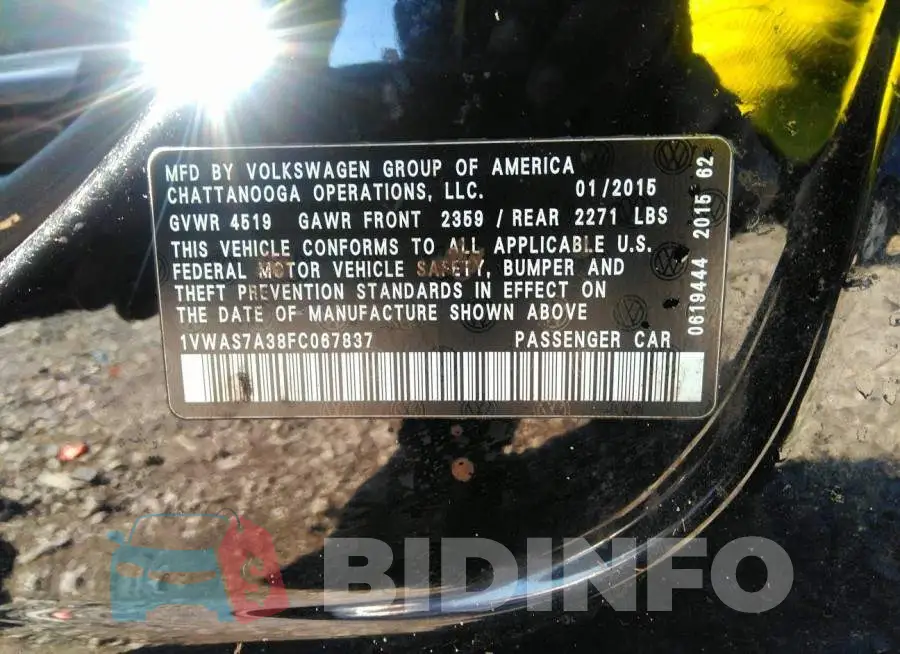 1VWAS7A38FC067837 Photo# 9