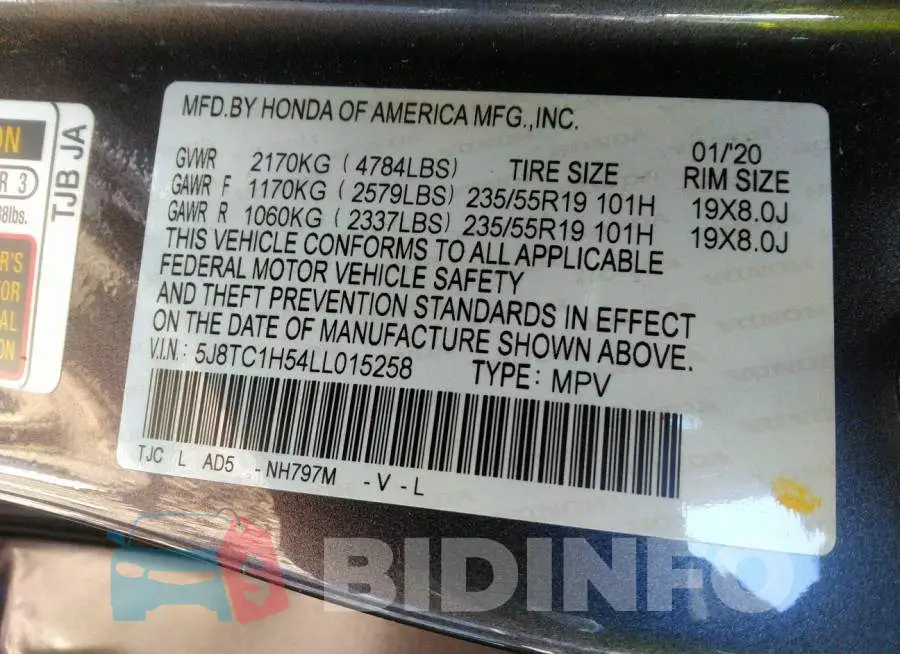 5J8TC1H54LL015258 Photo# 9