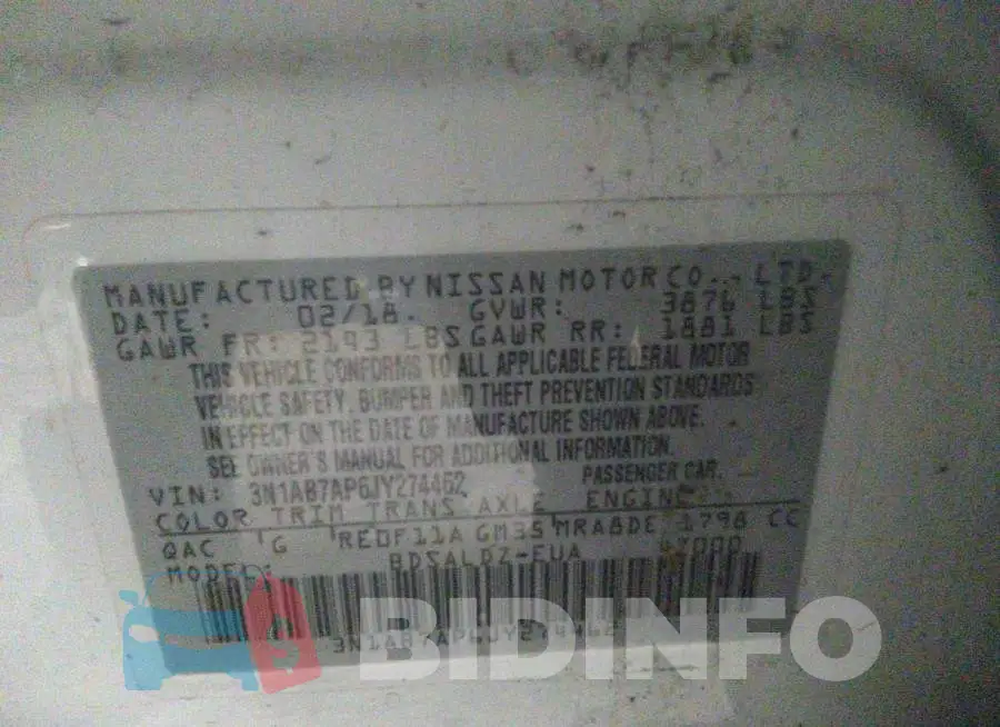 3N1AB7AP6JY274462 Photo# 9