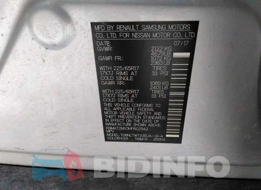 KNMAT2MV3HP602942 Photo# 9