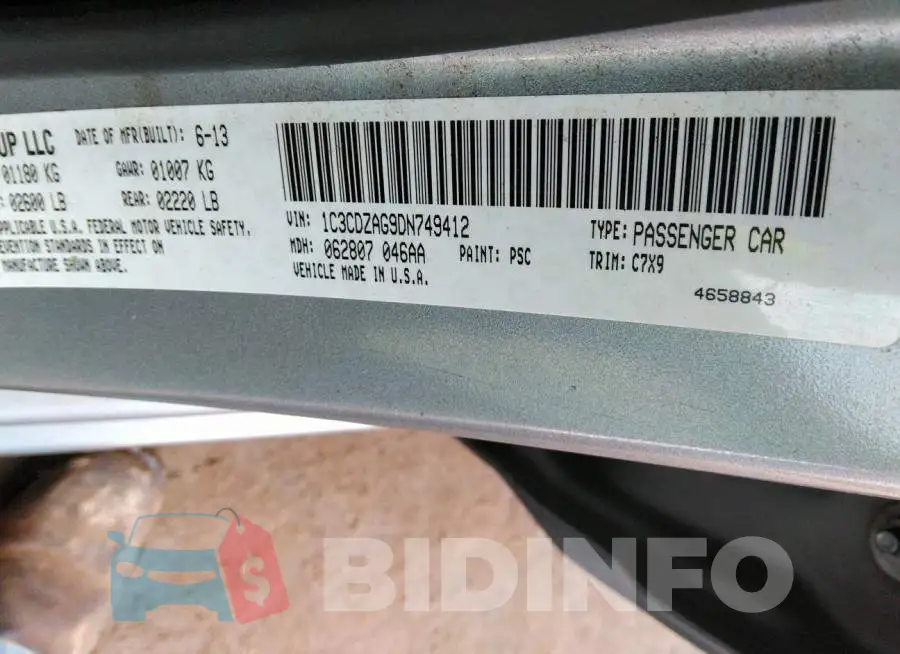 1C3CDZAG9DN749412 Photo# 9