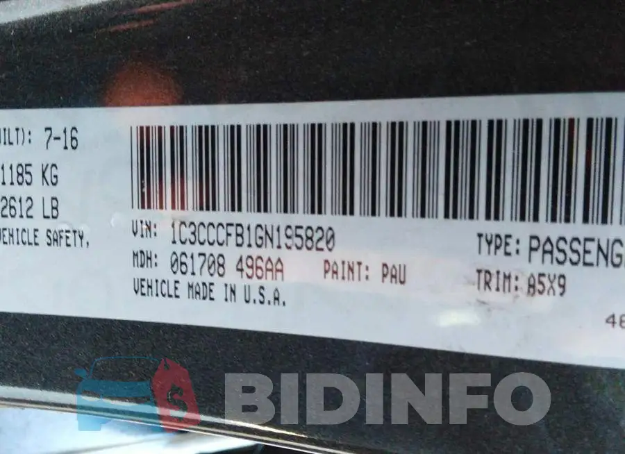1C3CCCFB1GN195820 Photo# 9