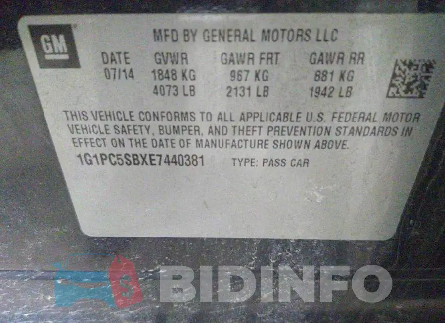1G1PC5SBXE7440381 Photo# 9
