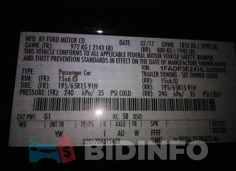 1FADP3E2XHL325005 Photo# 9