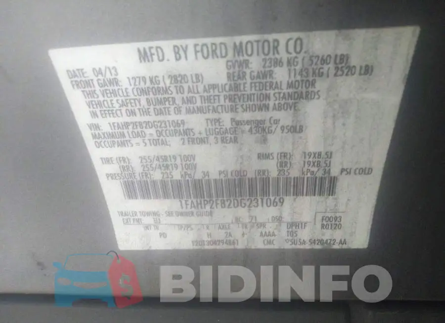 1FAHP2F82DG231069 Photo# 9