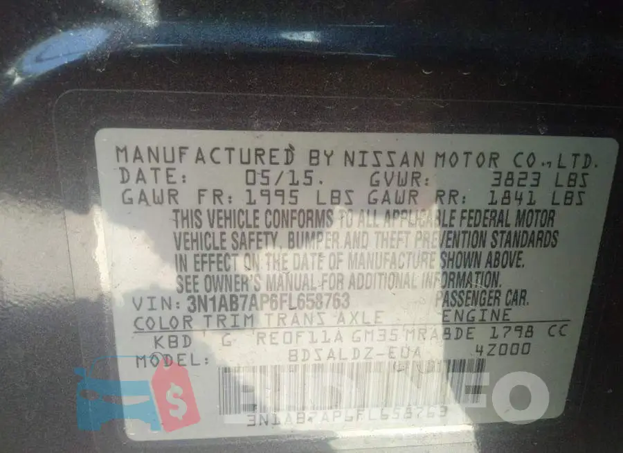 3N1AB7AP6FL658763 Photo# 9