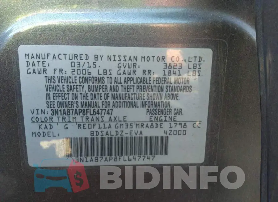 3N1AB7AP8FL647747 Photo# 9