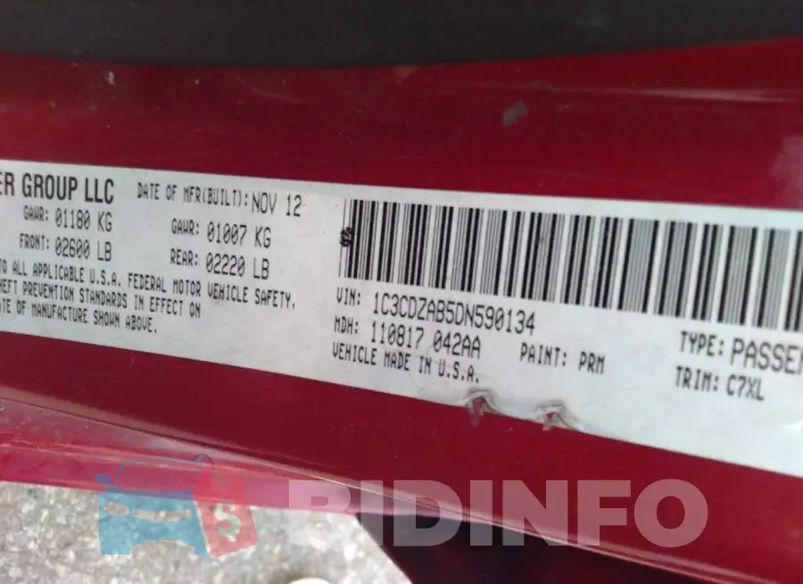 1C3CDZAB5DN590134 Photo# 9
