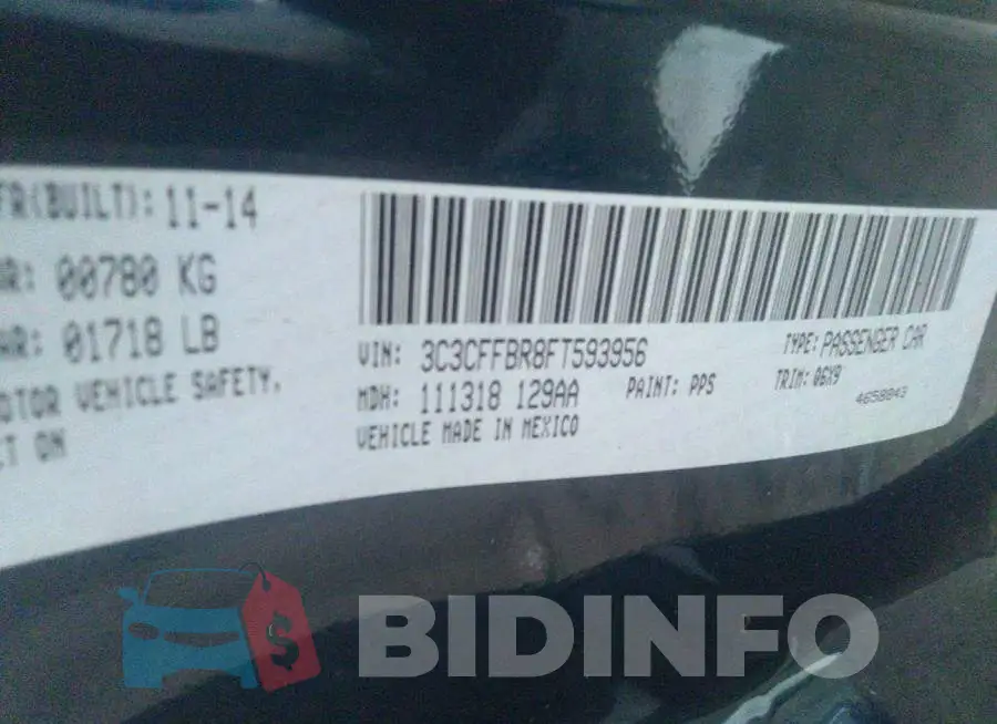 3C3CFFBR8FT593956 Photo# 9