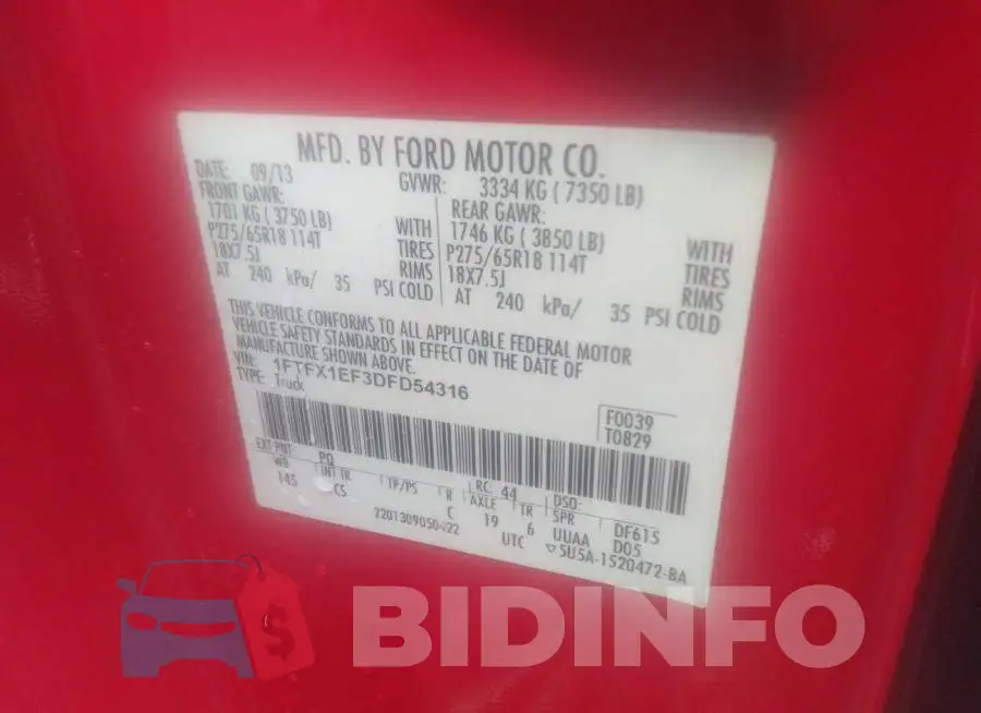 1FTFX1EF3DFD54316 Photo# 9