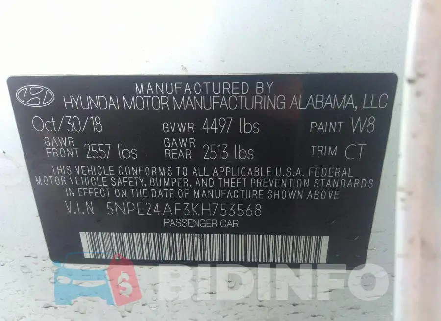 5NPE24AF3KH753568 Photo# 9