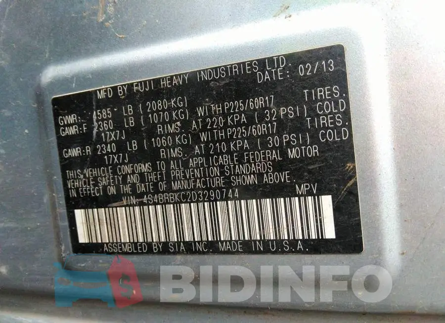 4S4BRBKC2D3290744 Photo# 9