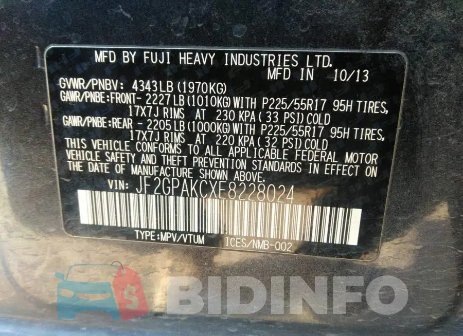 JF2GPAKCXE8228024 Photo# 9