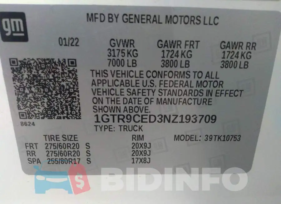 1GTR9CED3NZ193709 Photo# 9
