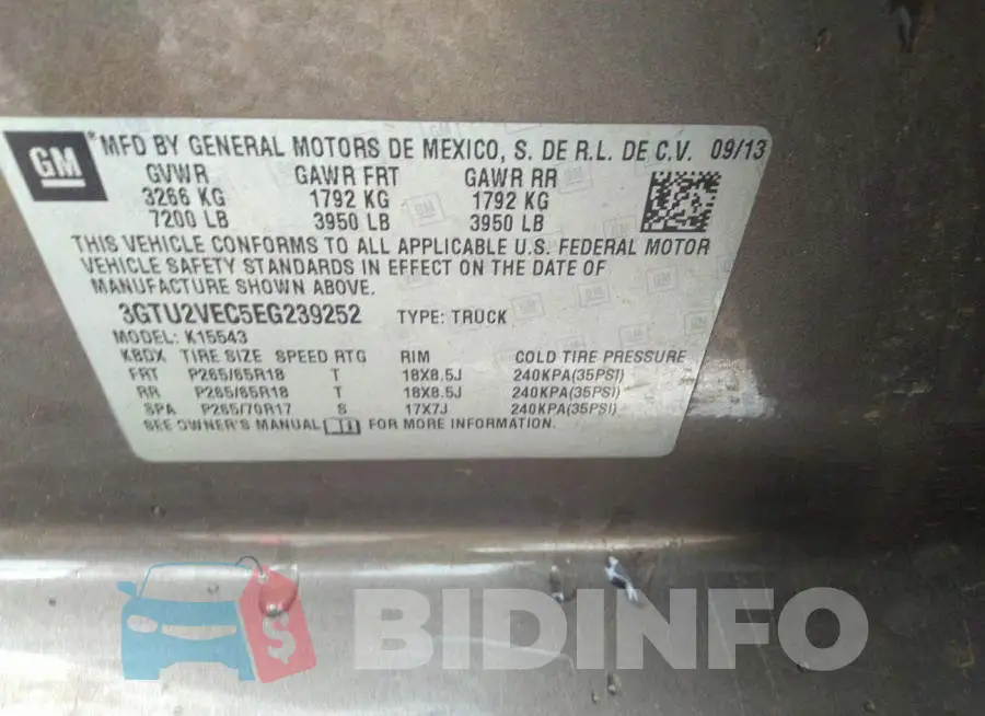 3GTU2VEC5EG239252 Photo# 9