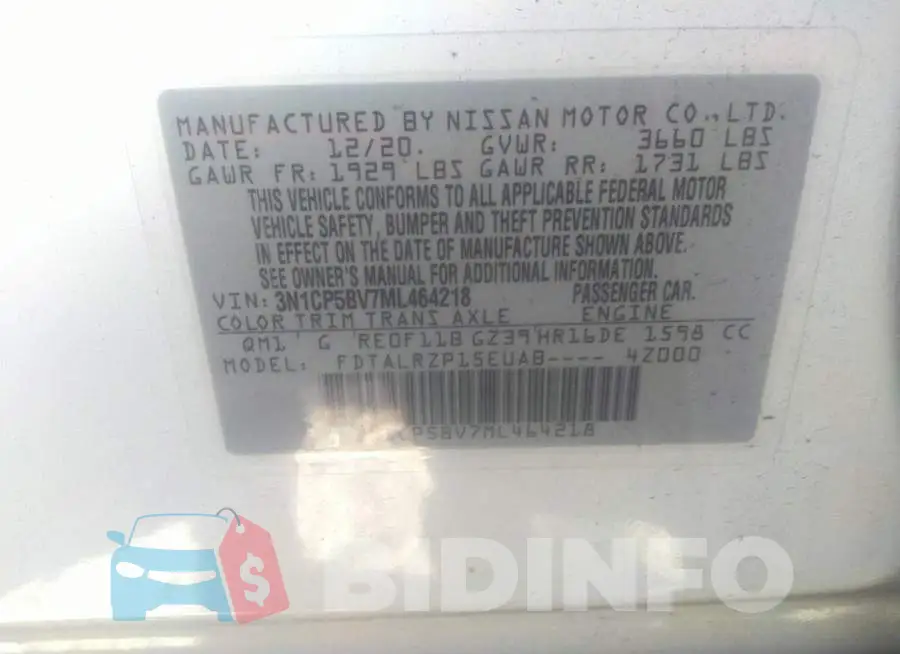 3N1CP5BV7ML464218 Photo# 9