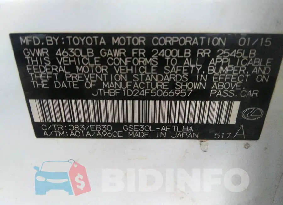 JTHBF1D24F5066957 Photo# 9