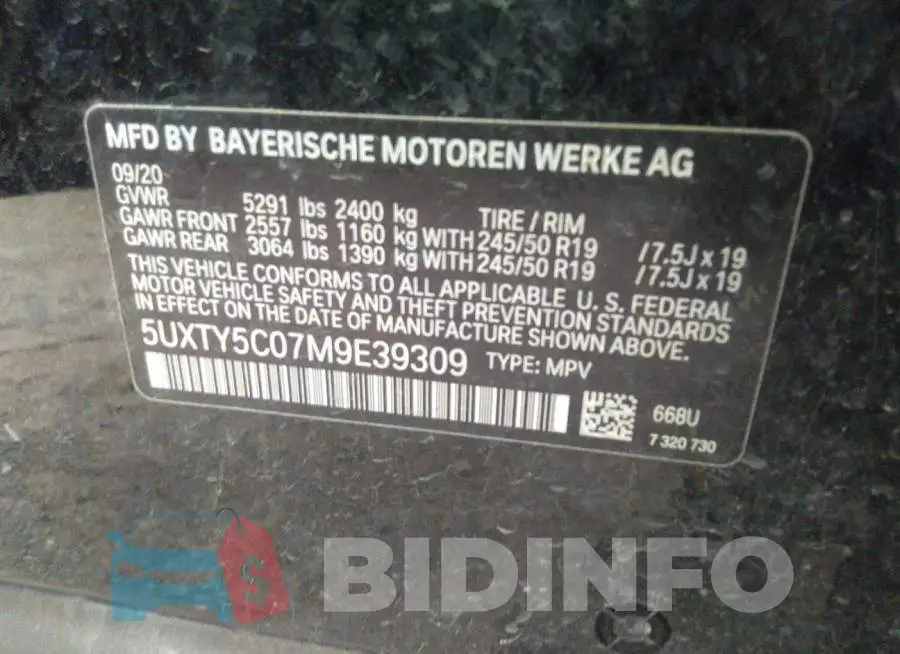 5UXTY5C07M9E39309 Photo# 9