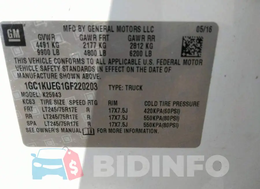 1GC1KUEG1GF220203 Photo# 9