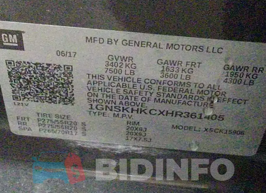 1GNSKHKCXHR361405 Photo# 9