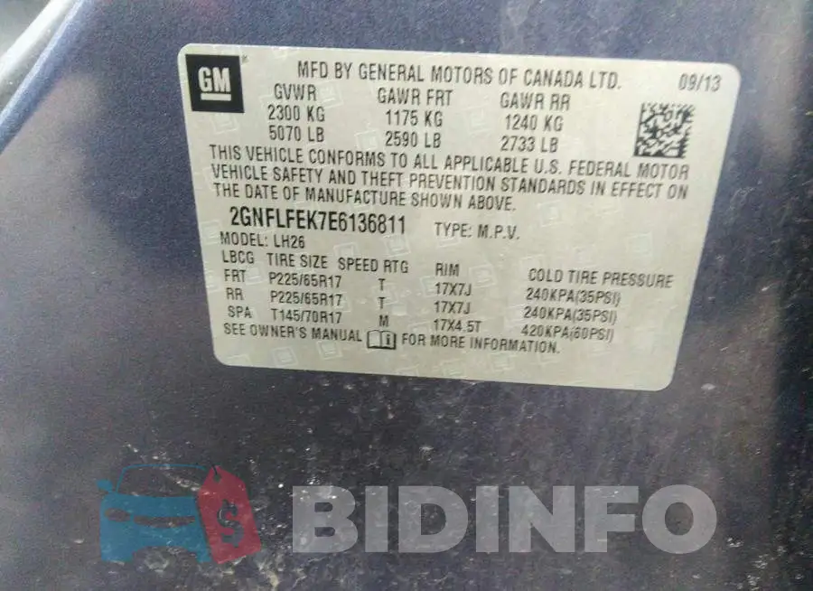 2GNFLFEK7E6136811 Photo# 9