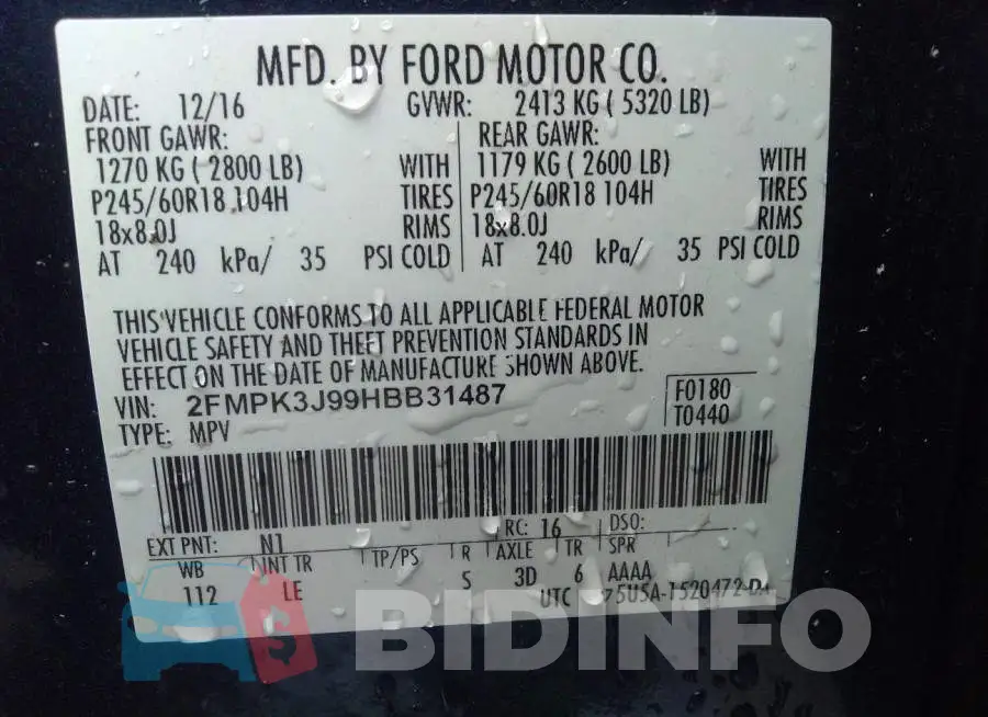 2FMPK3J99HBB31487 Photo# 9