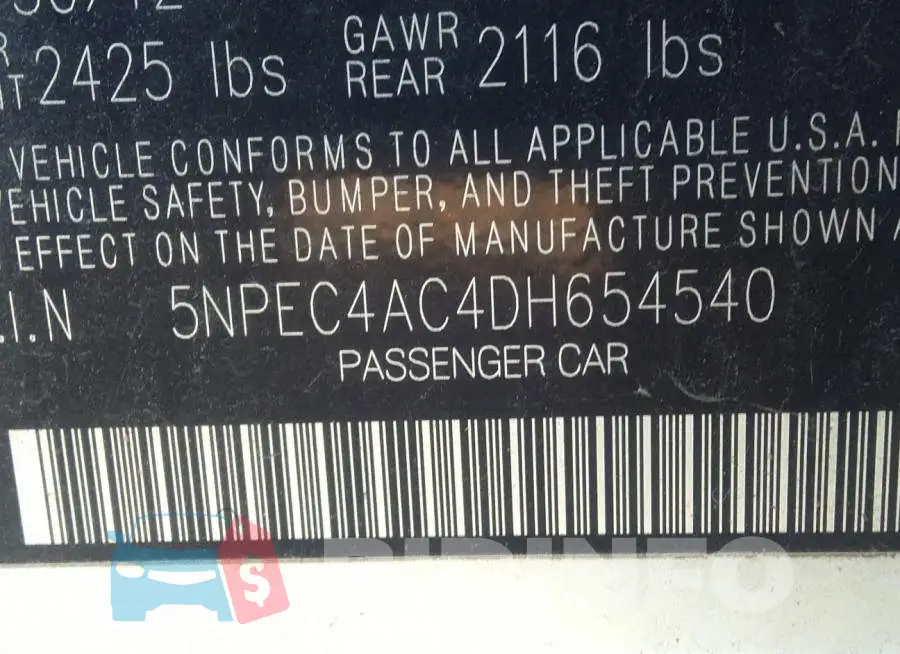 5NPEC4AC4DH654540 Photo# 9