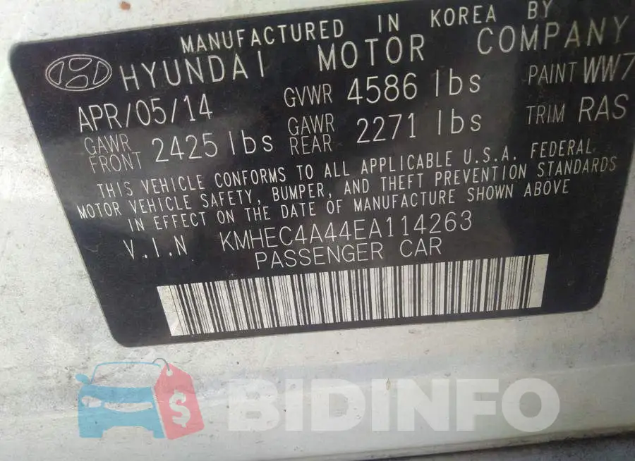 KMHEC4A44EA114263 Photo# 9