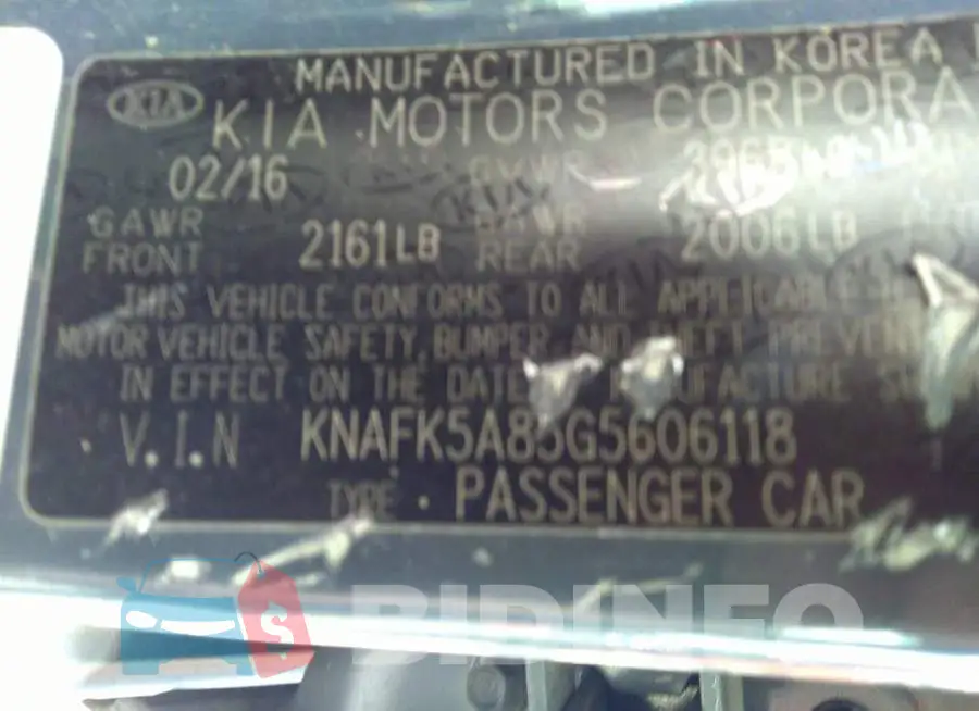 KNAFK5A85G5606118 Photo# 9