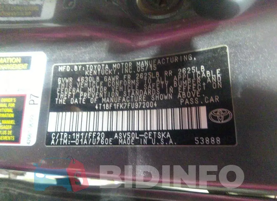 4T1BF1FK7FU972004 Photo# 9