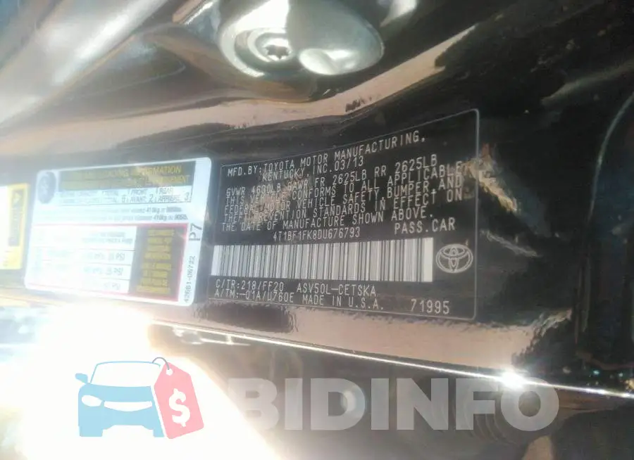4T1BF1FK8DU676793 Photo# 9