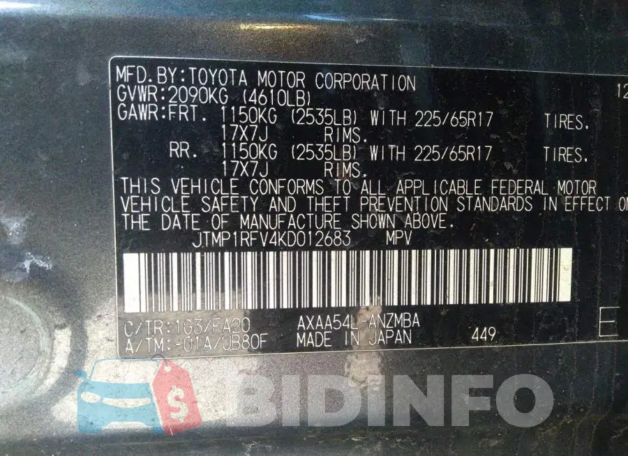 JTMP1RFV4KD012683 Photo# 9